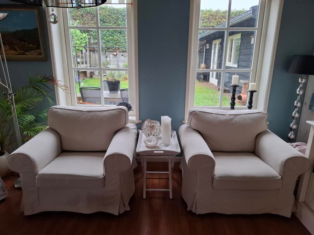 Twee comfortabele fauteuils met afneembare hoezen, Huis en Inrichting, Ophalen, Gebruikt, Klassiek, Comfortabel, 75 tot 100 cm