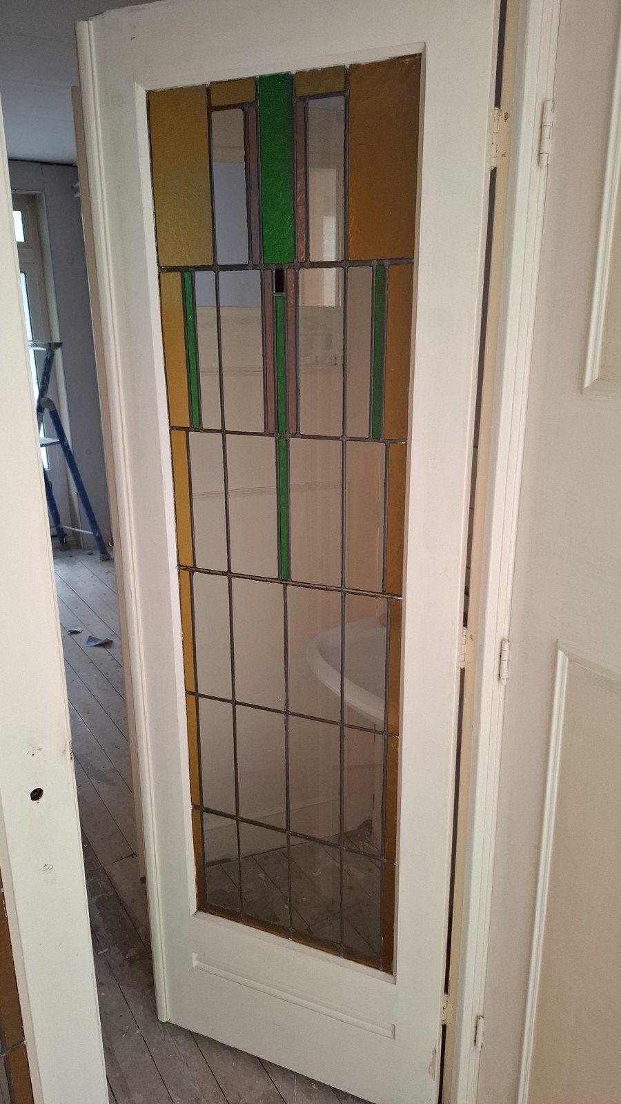 Prachtige Binnendeur met Glas-in-lood, Ophalen, Gebruikt, 80 tot 100 cm, Binnendeur
