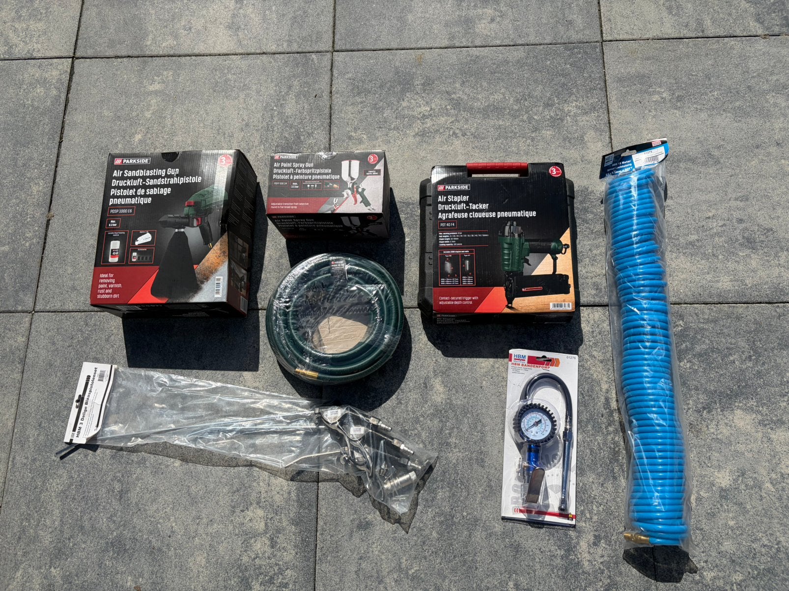 Divers gereedschap perslucht/compressor (Parkside, LIDL,HBM), 100 liter of meer, Ophalen, Nieuw, Minder dan 200 liter/min