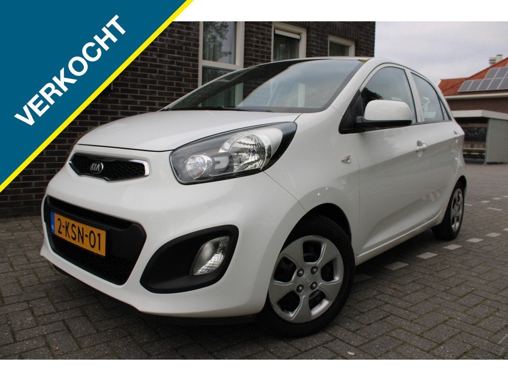 Kia Picanto 1.0 CVVT comfortline-5 drs-5 pers-airco-navi, Auto's, Euro 5, Gebruikt, 400 kg, Wit