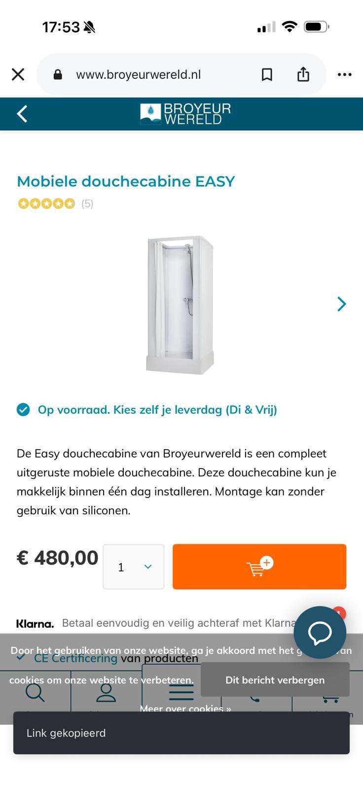 Tijdelijke mobiele douchecabine met boiler en afvoerpomp, Doe-het-zelf en Verbouw, Ophalen, Gebruikt, Douche