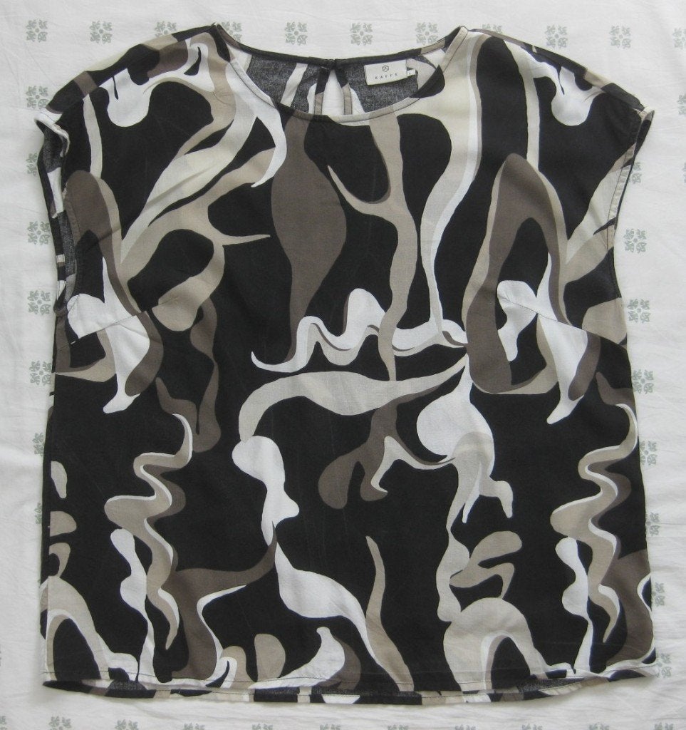 Kaffe top, blouse mouwloos, zwart beige wit, L, Overige kleuren, Kaffe, Maat 42/44 (L), Ophalen of Verzenden