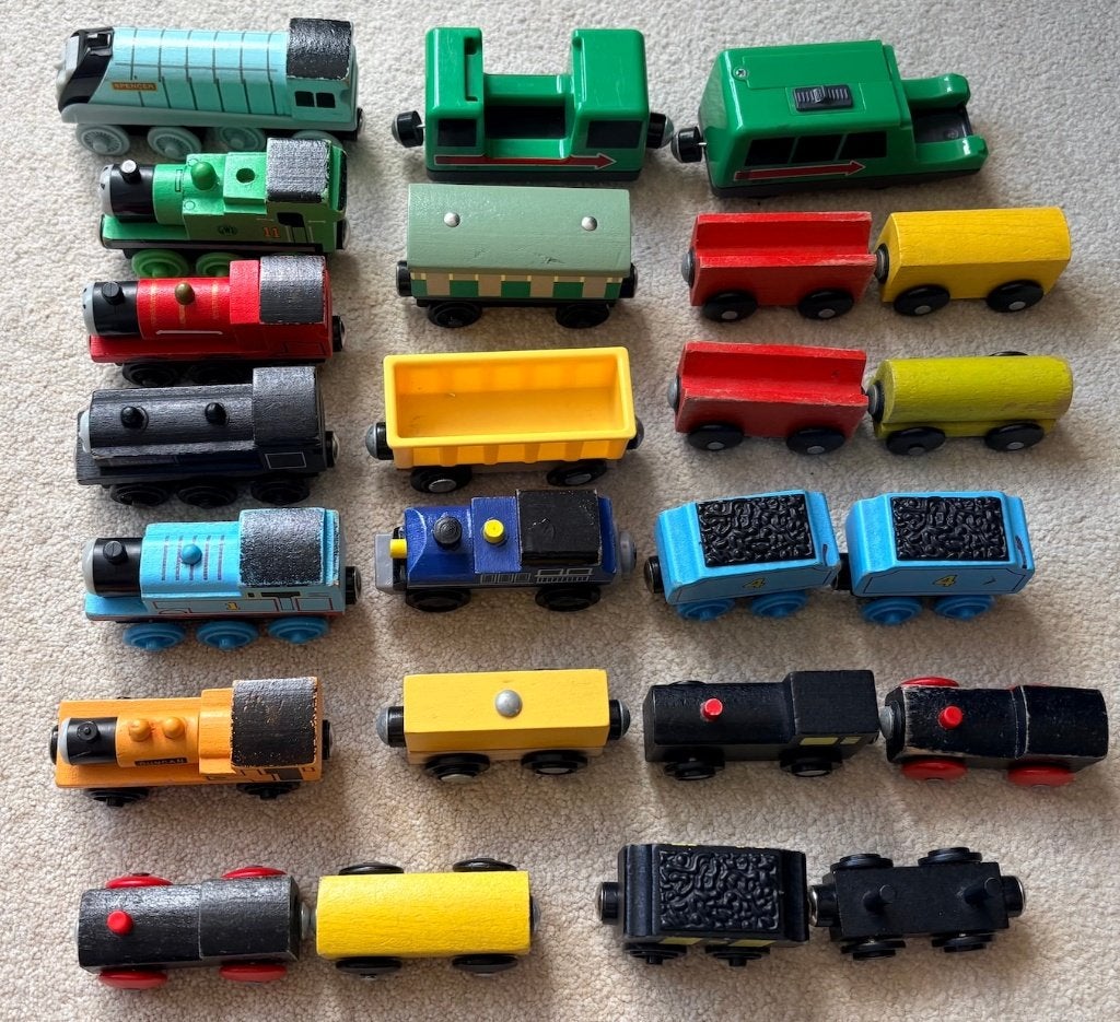houten trein & auto set plus rails!, Ophalen, Gebruikt, Overige typen