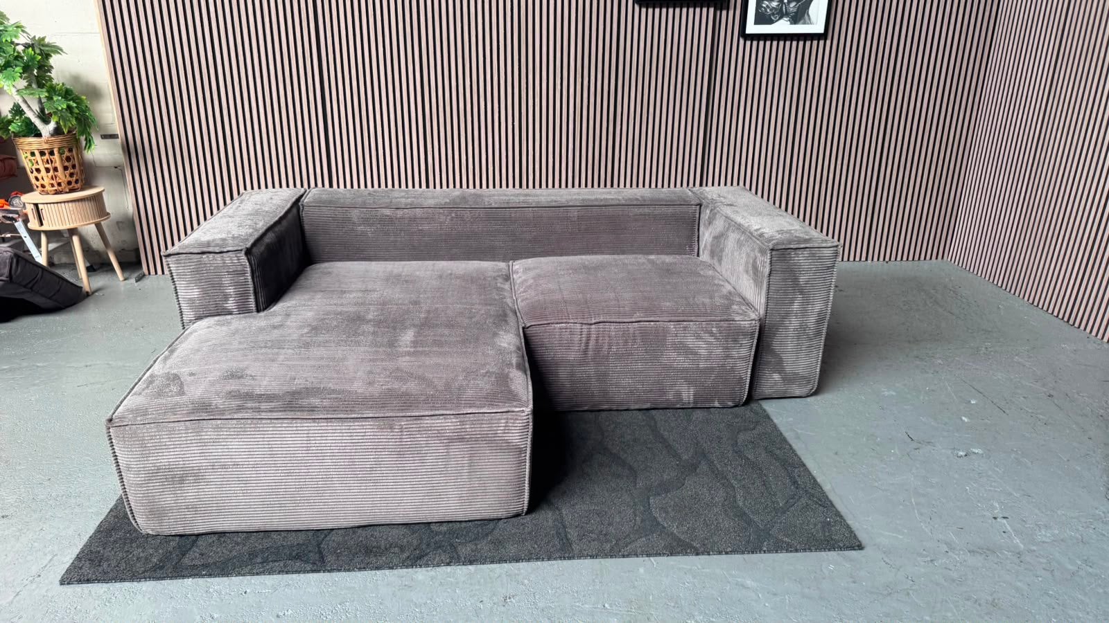 GRATIS LEVERING Ribstof Loungebank Grijs 255x180 GEREINIGD