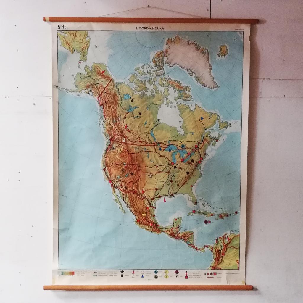 Schoolplaat Noord-Amerika, Antiek en Kunst, Antiek | Schoolplaten, Aardrijkskunde, Ophalen of Verzenden