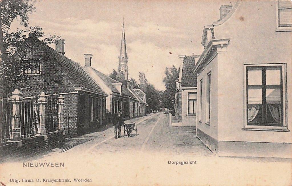 V771 Nieuwveen Dorpsgezicht - uitg Kraayenbrink - Hondenkar, Ophalen of Verzenden, Voor 1920, Gelopen, Zuid-Holland