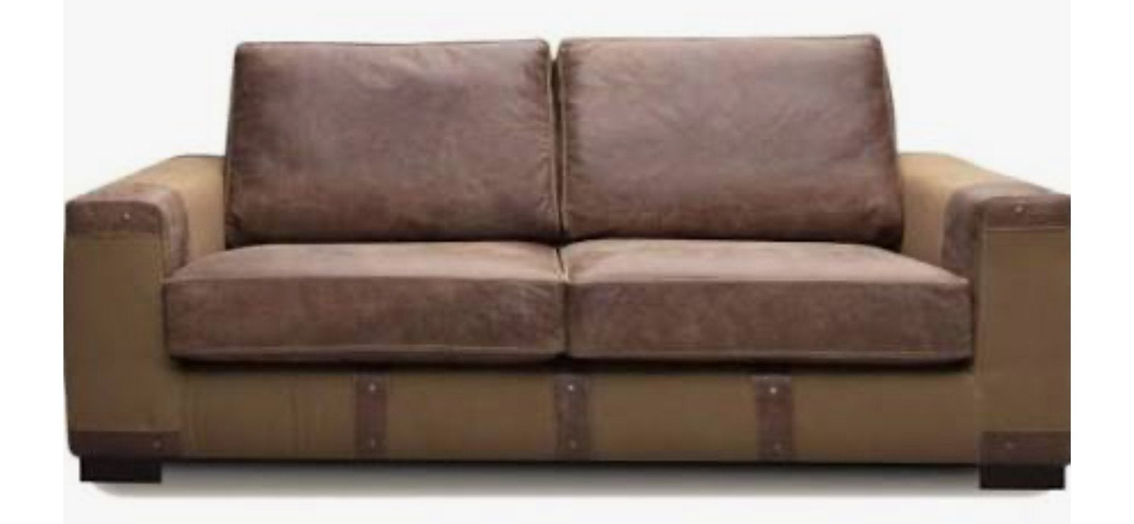 Miltonhouse Hunter Bankstel - Bruin Leer en Canvas, Ophalen, Gebruikt, 100 tot 125 cm, Driepersoons