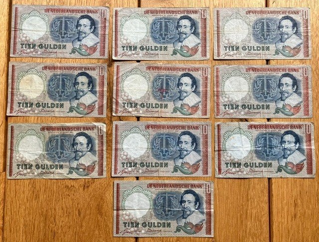 10 x 10 gulden 1953 Hugo de Groot, Ophalen, 10 gulden, Setje