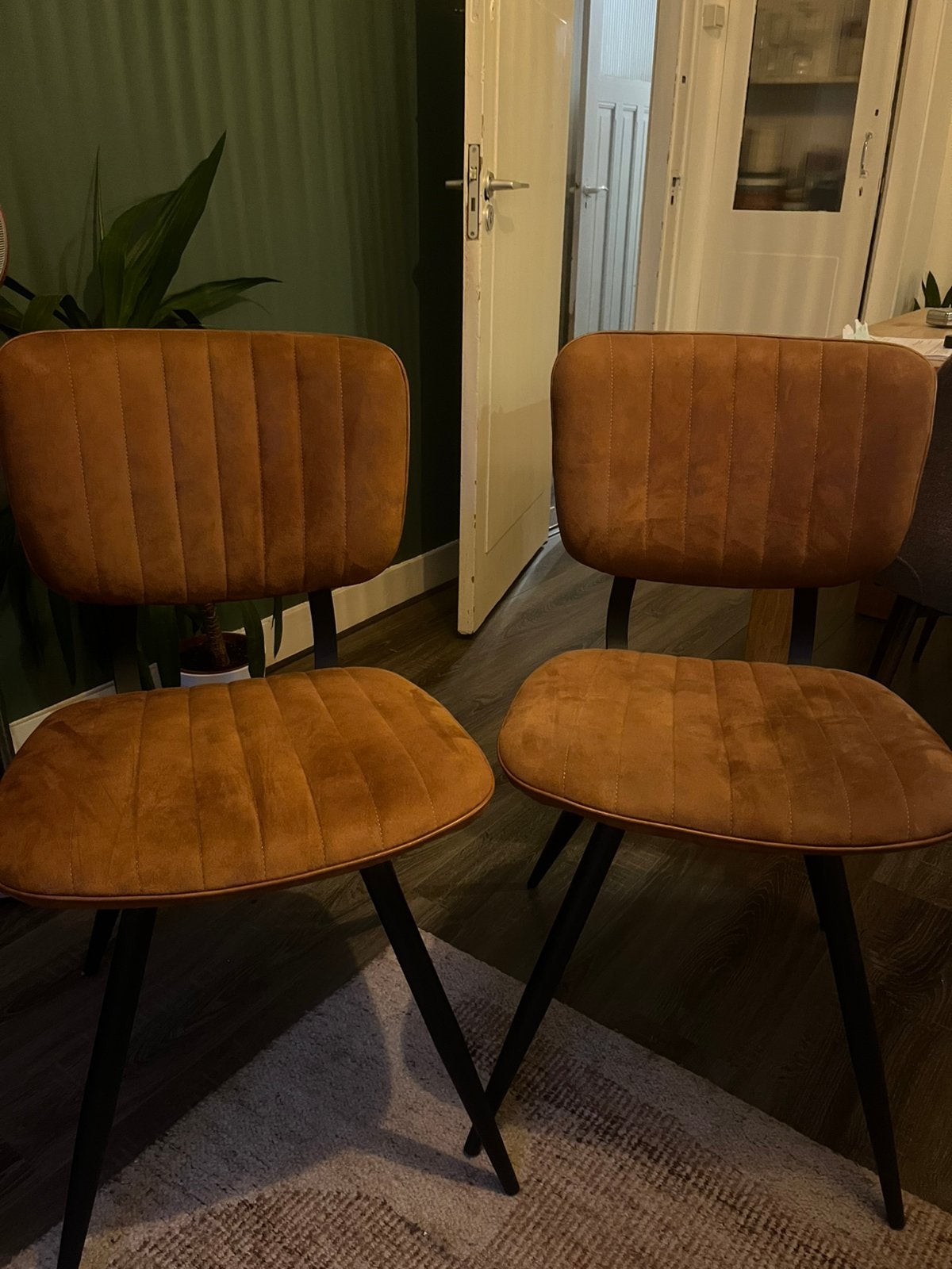 Eetkamerstoel Brim - stof - cognac, Ophalen, Twee, Bruin, Zo goed als nieuw