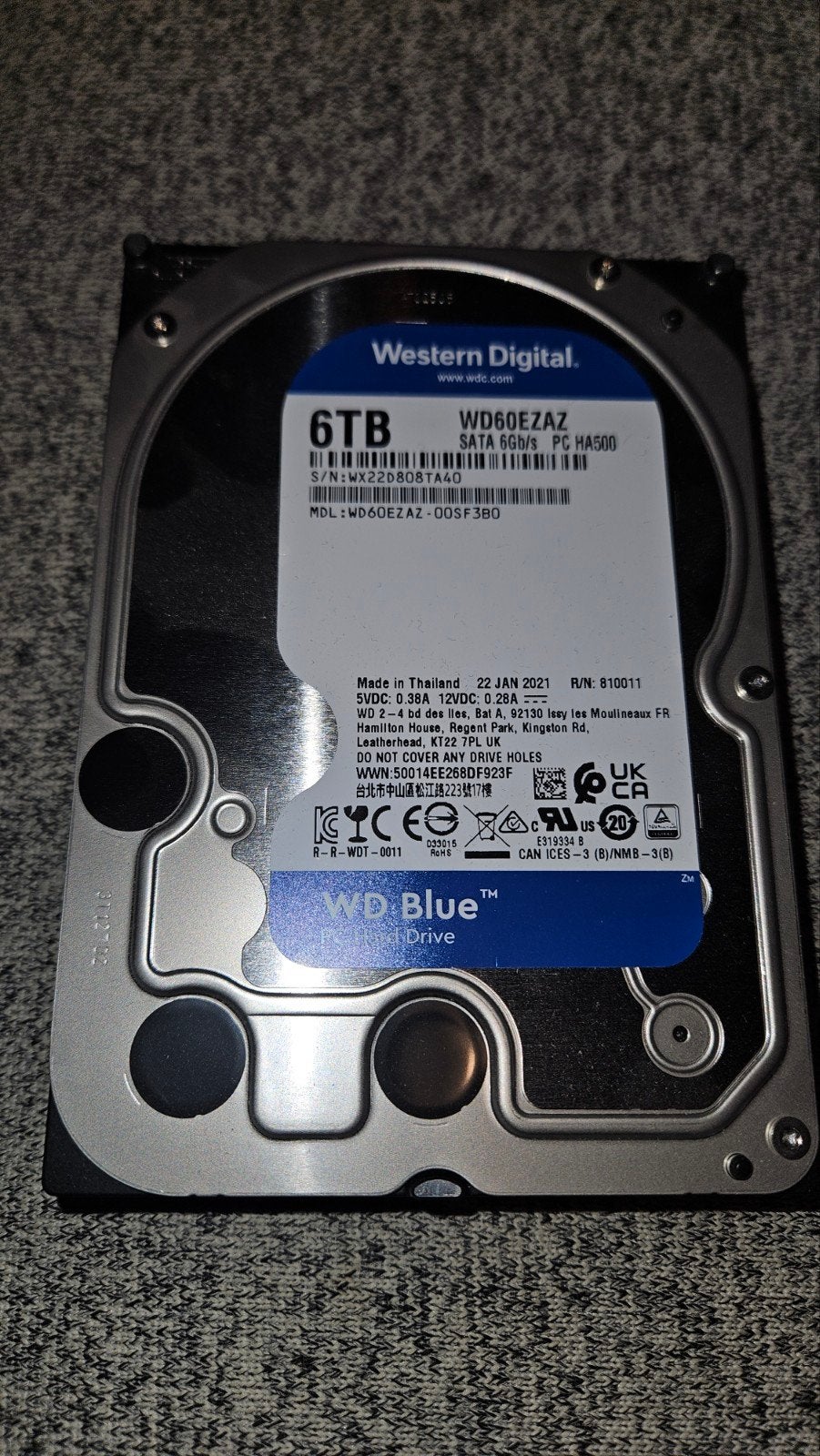 6TB HDD WD Blue, Computers en Software, Harde schijven, Intern, Gebruikt, Desktop, 3.5mm