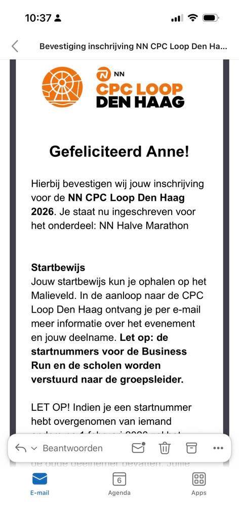 Cpc ticket halve marathon + locker, Eén persoon, Overige soorten