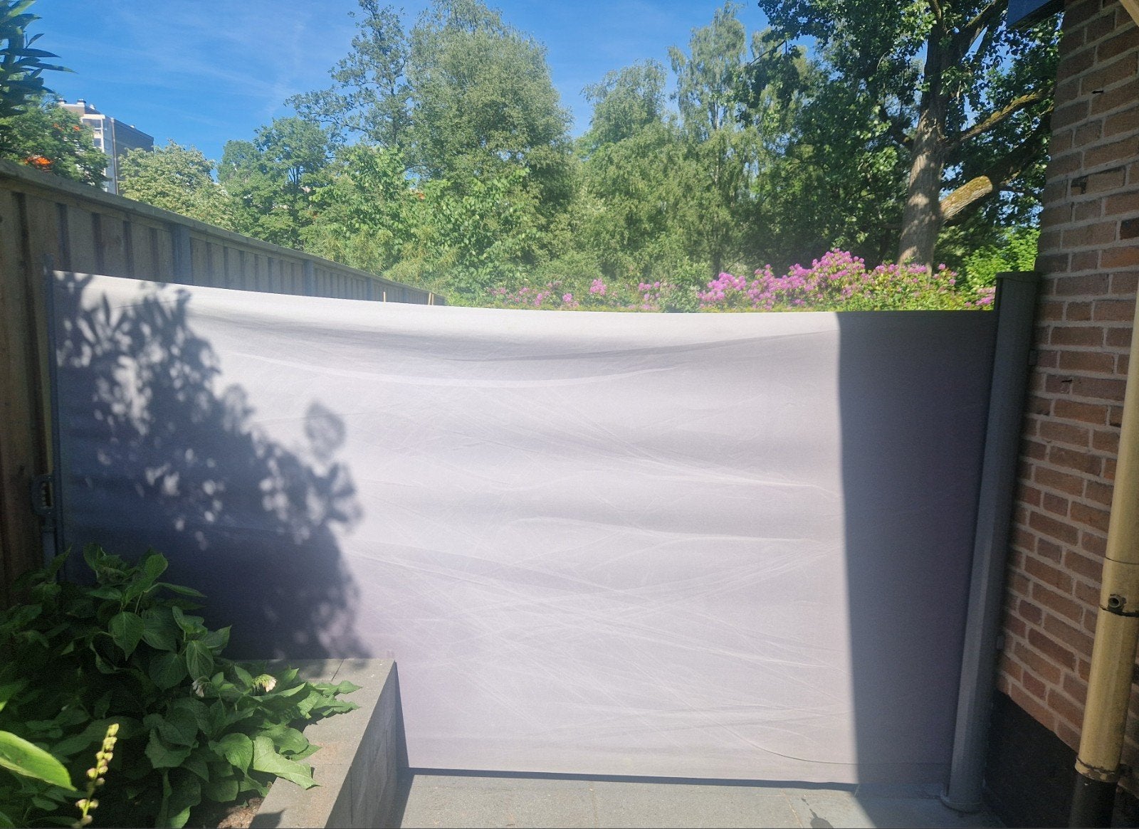 inschuifbare tuinscherm 279 cm, Tuin en Terras, Tuinschermen, Ophalen, Overige materialen, Gebruikt, 100 tot 150 cm