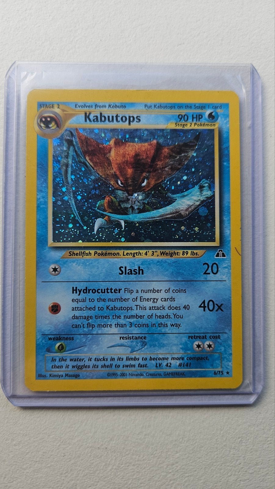 Pokémon Kabutops 6/75 – Neo Discovery – Holo – Vintage 2001, Ophalen of Verzenden, Gebruikt, Losse kaart, Foil