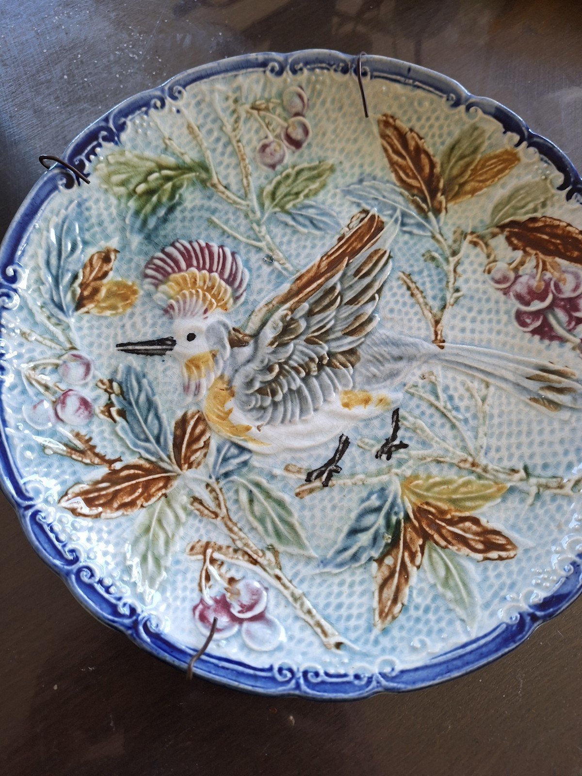 Wasmuël Majolica Bord België 1890-1910 Art Nouveau, Ophalen of Verzenden