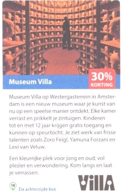 Museum Villa 30% kortingslink/code, Tickets en Kaartjes, Drie personen of meer, Kortingskaart