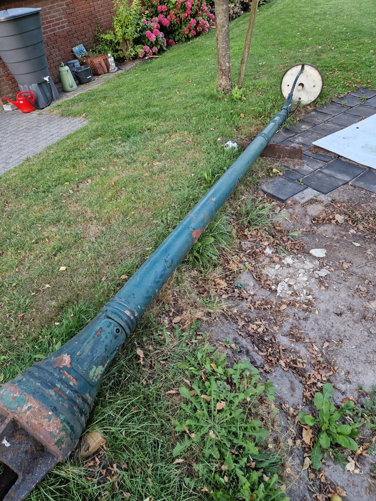Gietijzeren straatlantaarn - Vintage buitenverlichting 4,25m, Antiek en Kunst, Ophalen