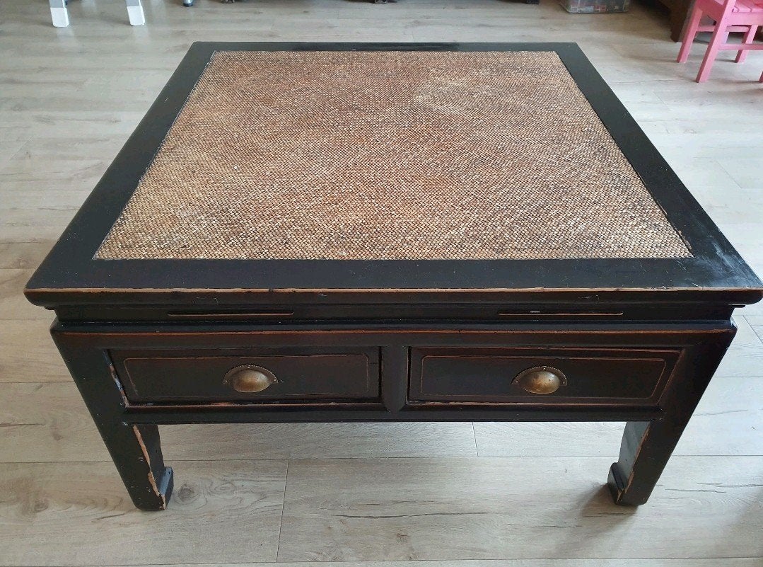 Vierkante Chinese stijl salontafel met 2 lades, Huis en Inrichting, Tafels | Salontafels, Ophalen, Vierkant, Chinees