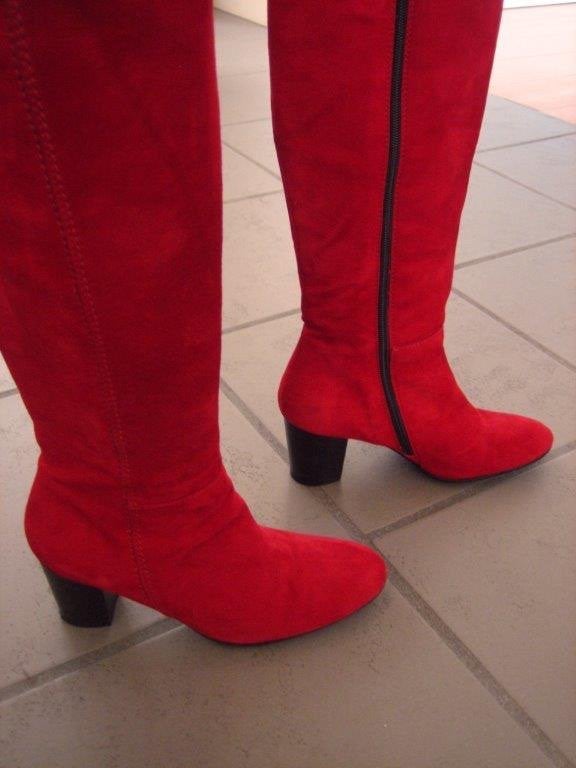 Exclusieve elegante rood suede laarzen LAMICA 35 snazzeys, Hoge laarzen, Verzenden, Lamica, Zo goed als nieuw