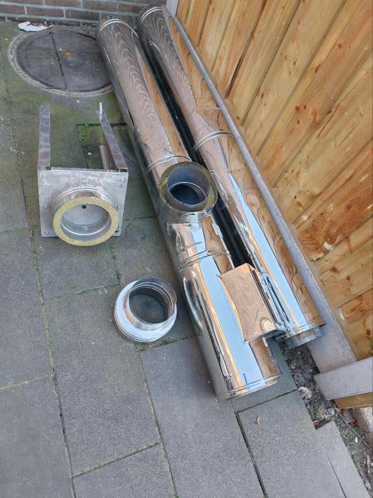 Dubbelwandige kachelpijp RVS, Ophalen, Gebruikt