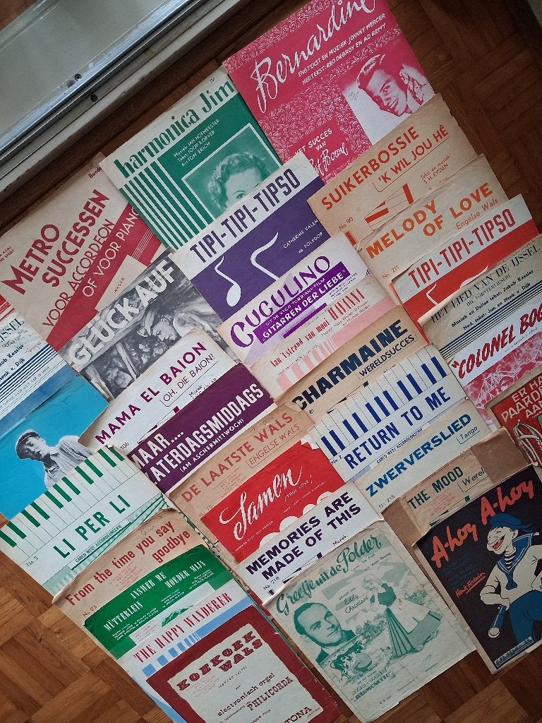 muzieknotenboek accordeon 30 stuks losse muziek, Overige merken, Gebruikt, 96-bas, Toetsaccordeon