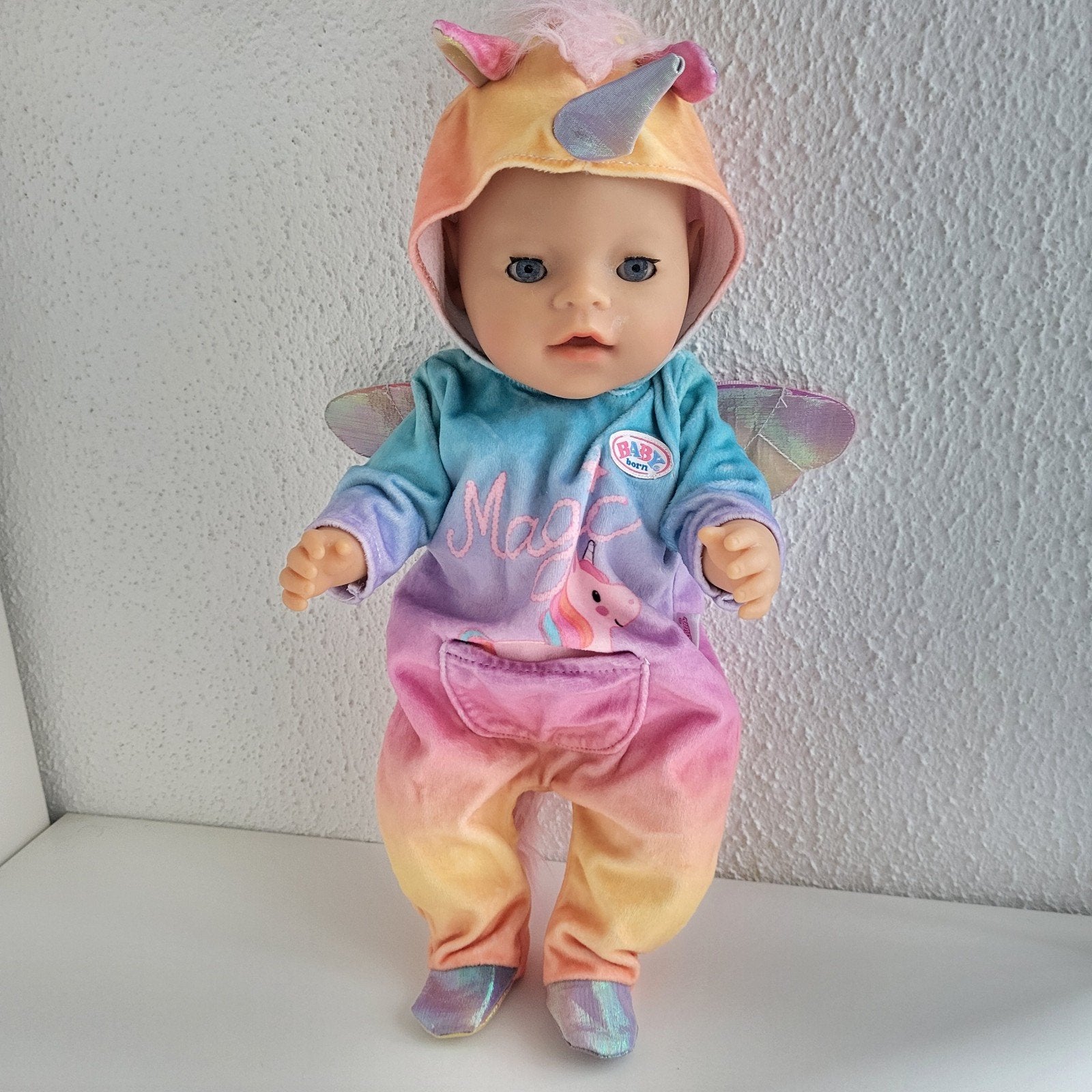 Baby Born kleertjes Regenboog Unicorn Eenhoorn Pak Babyborn, Ophalen of Verzenden, Zo goed als nieuw, Babypop