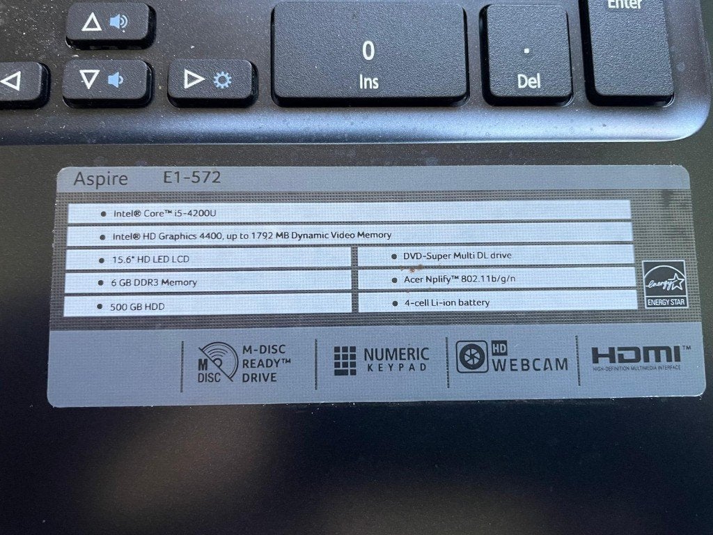 Acer Aspire E1-572 laptop, Ophalen, HDD, 2 tot 3 Ghz, 15 inch