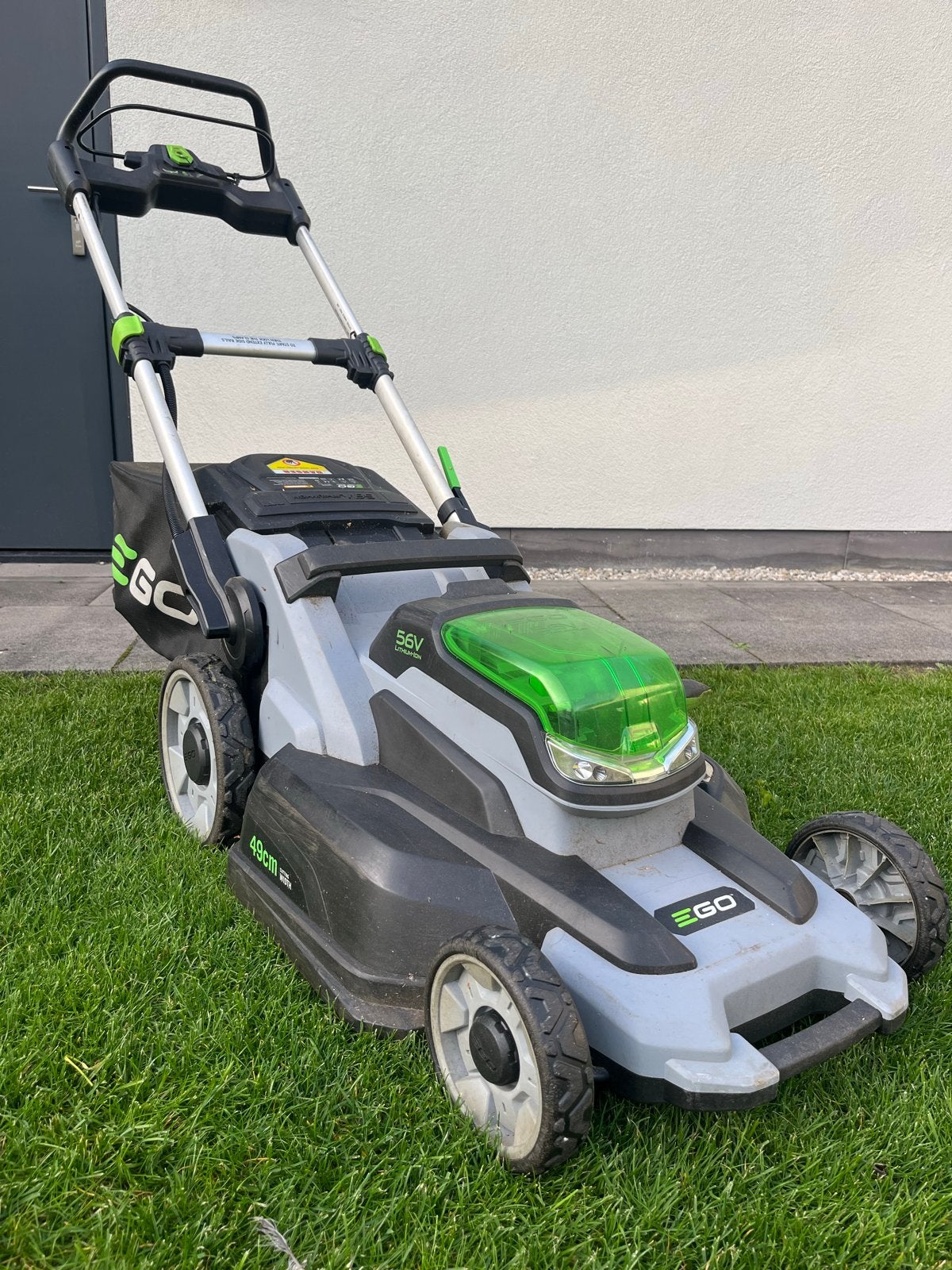 EGO Accu-grasmaaier 56V, 49cm maaibreedte (zonder accu), Ophalen, Gebruikt, 40 t/m 49 cm, Accu-grasmaaier