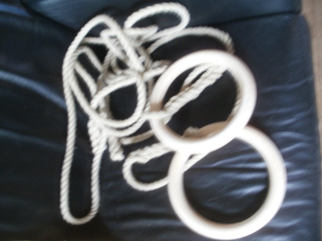 turn ringen, hout met ca 4 meter touw, Sport en Fitness, Kindermaat 146 t/m 176, Ophalen of Verzenden, Gebruikt, Materiaal