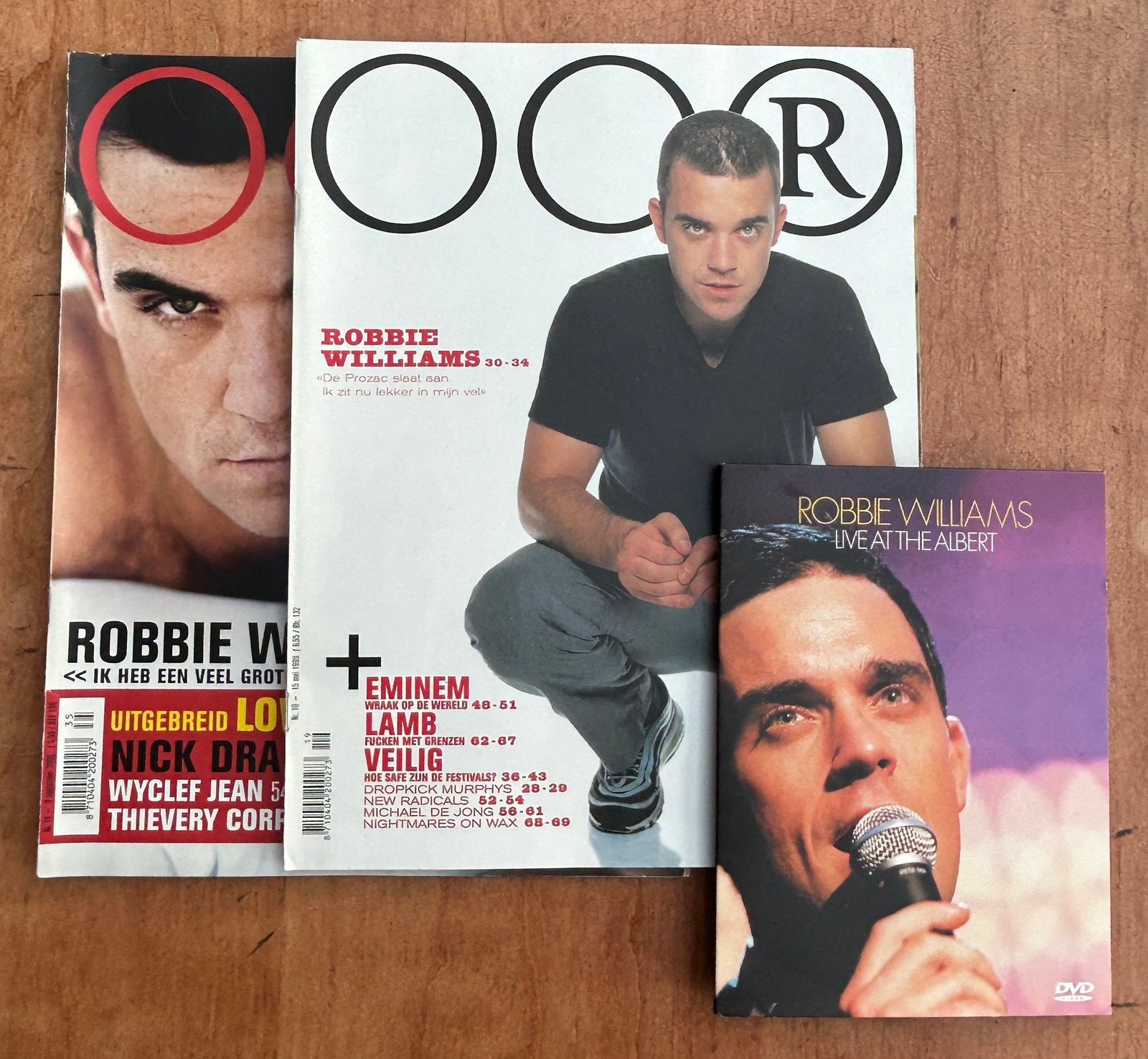 Robbie Williams DVD + 2 muziekbladen OOR, Verzamelen, Ophalen of Verzenden, Zo goed als nieuw, Poster, Artwork of Schilderij