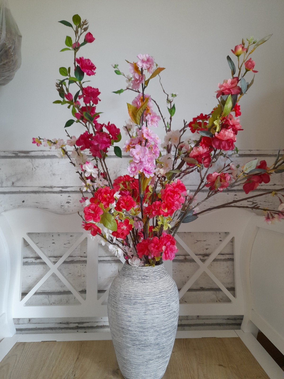boeket kunstbloemen rozekleurig bloesem, Verzenden, Binnen