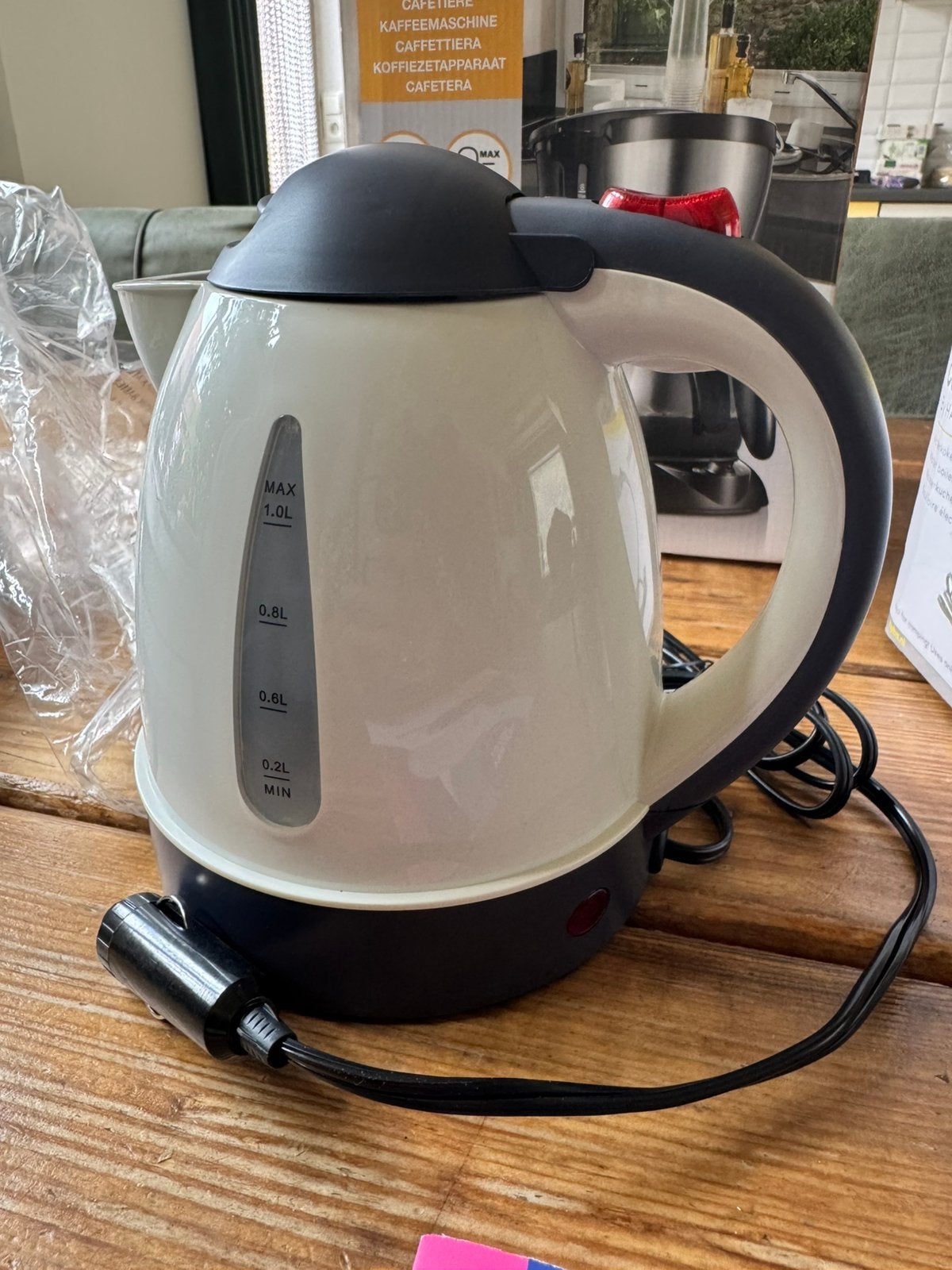 12V waterkoker 1 ltr, 1 tot 2 liter, Ophalen, Zo goed als nieuw