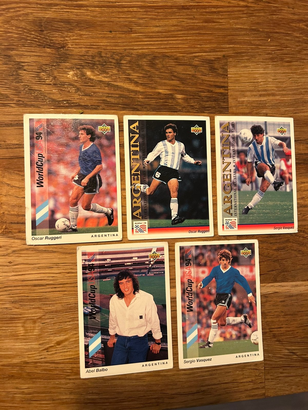 5x Upper Deck WK 1994 Argentinië – Ruggeri, Balbo, Vázquez, Verzamelen, Ophalen of Verzenden, Zo goed als nieuw, Buitenlandse clubs