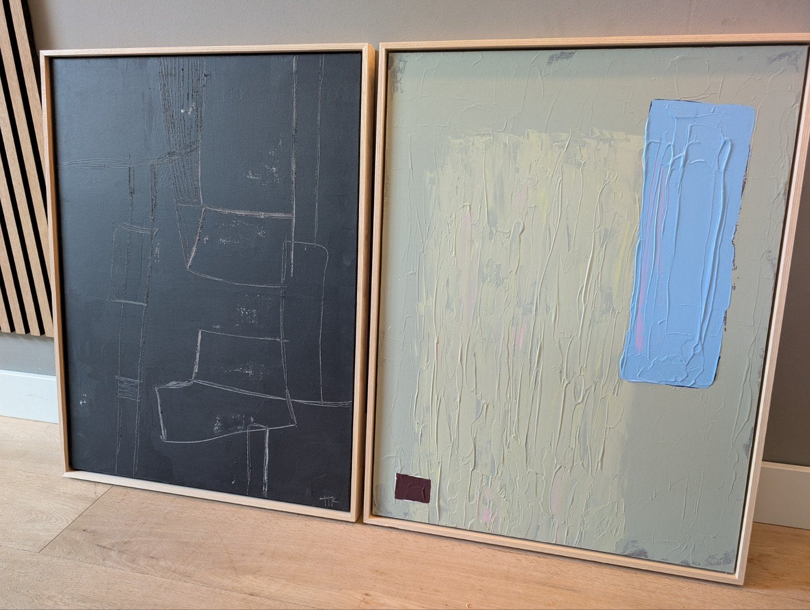 KH Living Schilderij - 2 stuks. Handgeschilderd. Brutalism, Ophalen of Verzenden