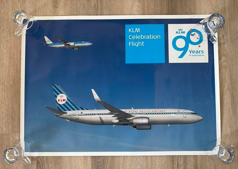 KLM 90 years of inspiration poster, Ophalen of Verzenden, Zo goed als nieuw, Kaart, Foto of Prent