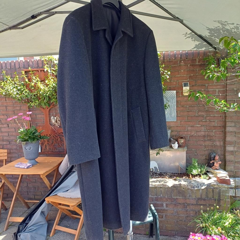Zwarte herenmantel, Kleding | Heren, Ophalen, Zo goed als nieuw, Maat 48/50 (M), Zwart