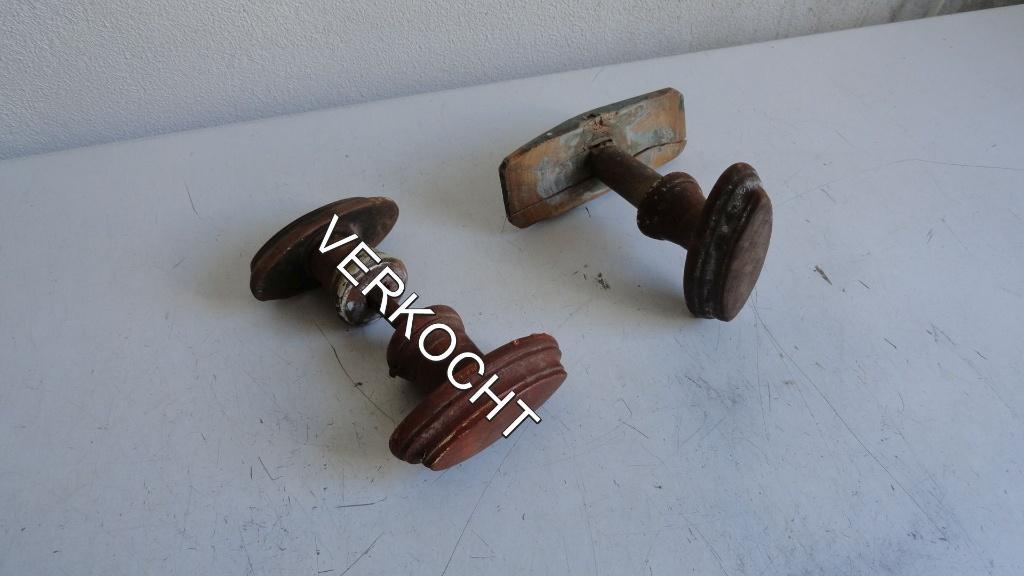 Deurknop, antieke, houten, Ophalen of Verzenden