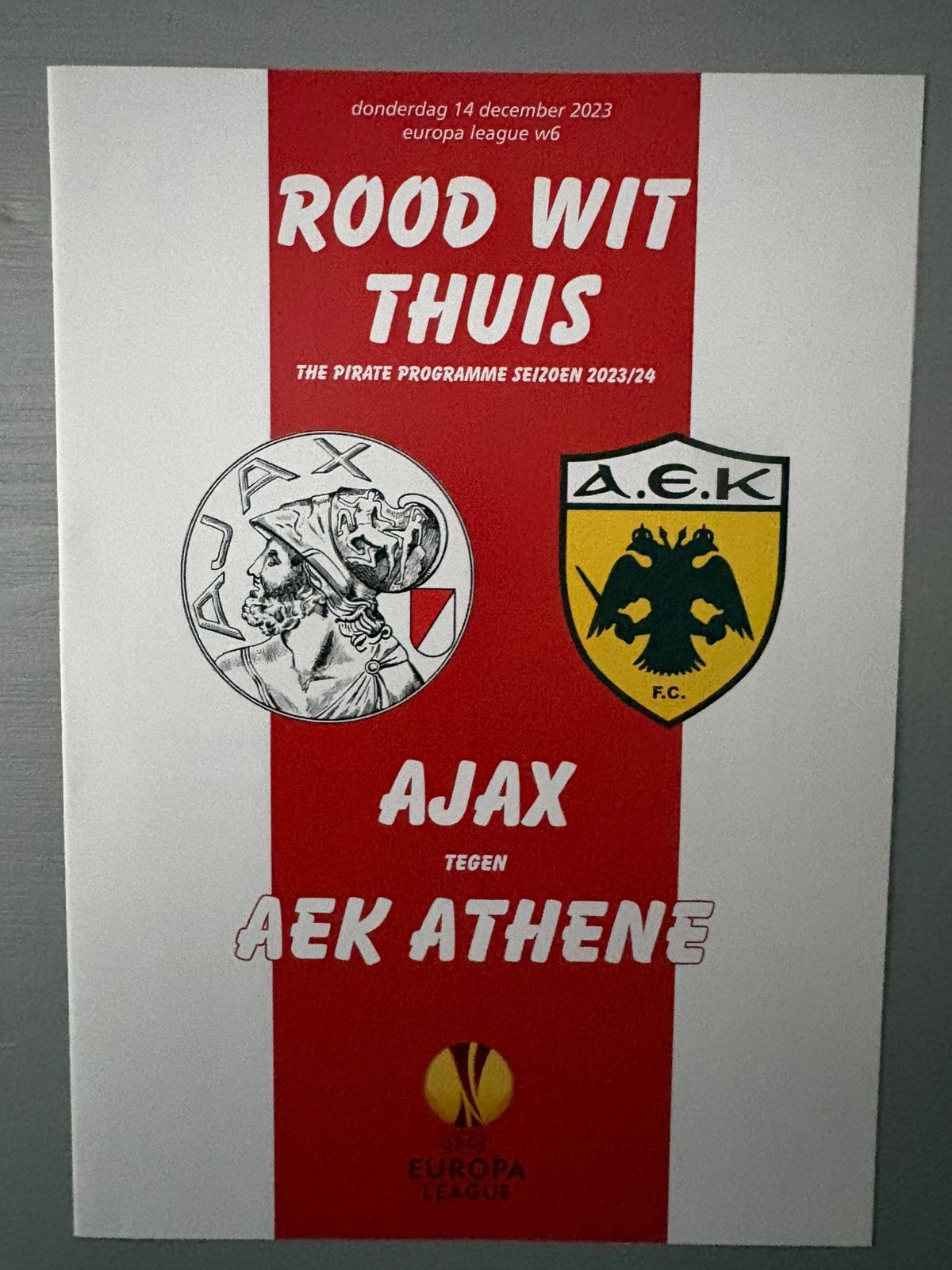 Pirate prog. Ajax - AEK Athene 23/24 EL, Verzamelen, Ophalen of Verzenden, Nieuw