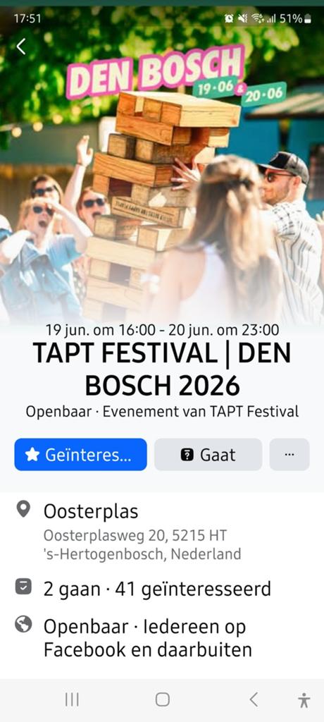 1 ticket  TAPT festival ,zaterdag evenement.  €19.00, Tickets en Kaartjes, Eén persoon