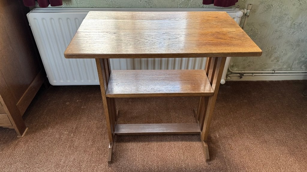 Klassieke eikenhouten bijzettafel, Ophalen, Gebruikt, Klassiek / landelijk / Arts & Crafts, 75 cm of meer