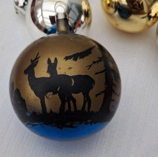 Oude Kerstballen van glas ..e.d. Herten kerstbal apart ..., Ophalen, Gebruikt