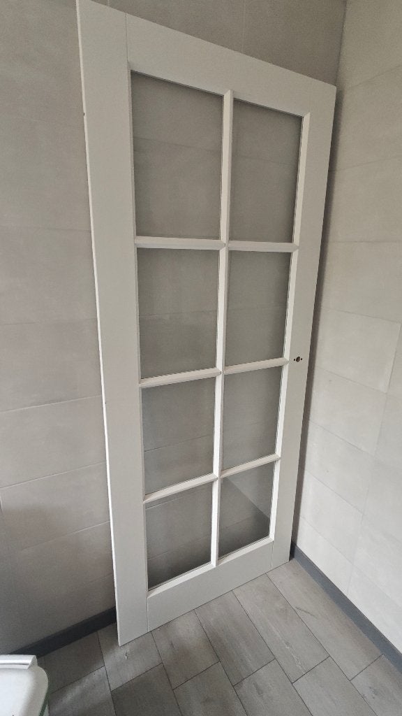 Opdekdeur met glas linksdraaiend 201.5 x 83 nieuw, Doe-het-zelf en Verbouw, Ophalen, 80 tot 100 cm, Binnendeur, Nieuw