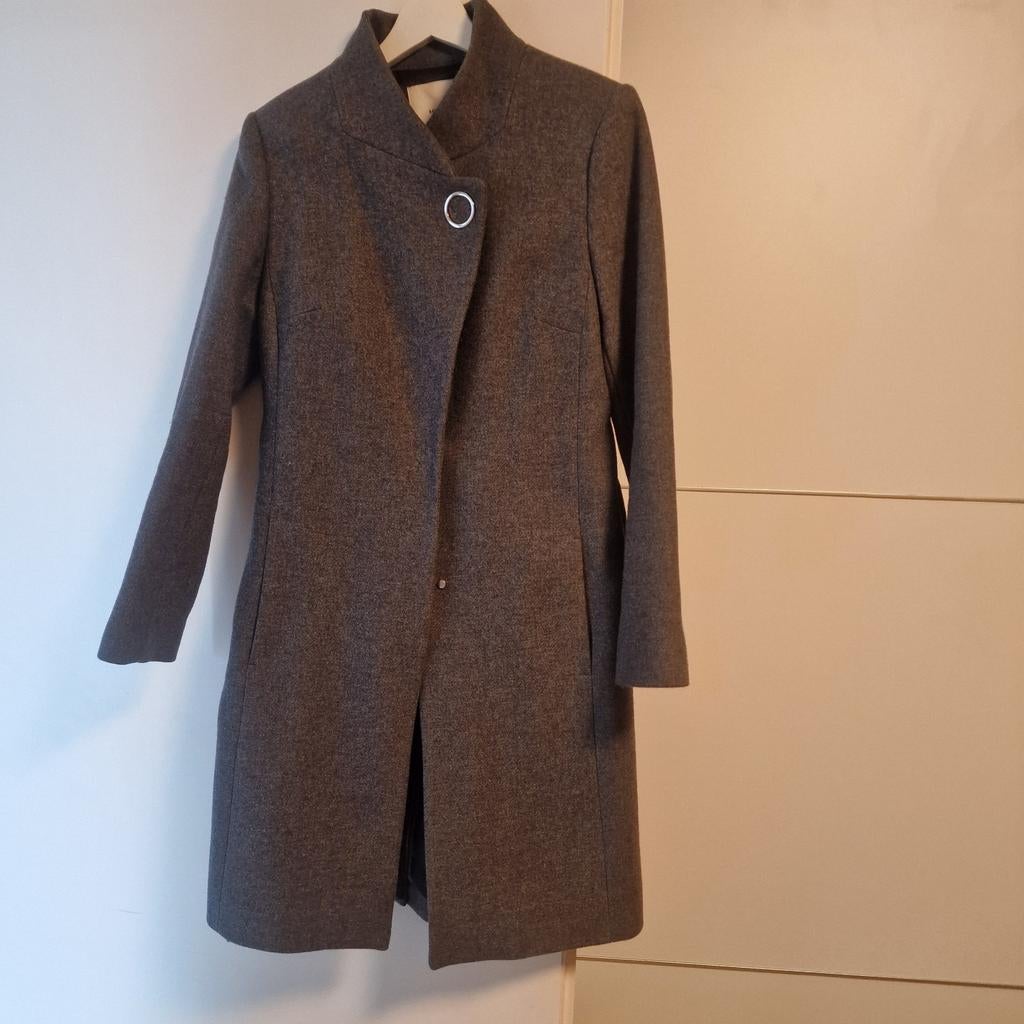 Mango Mantel maat S, Kleding | Dames, Ophalen of Verzenden, Zo goed als nieuw, Maat 38/40 (M), Zwart