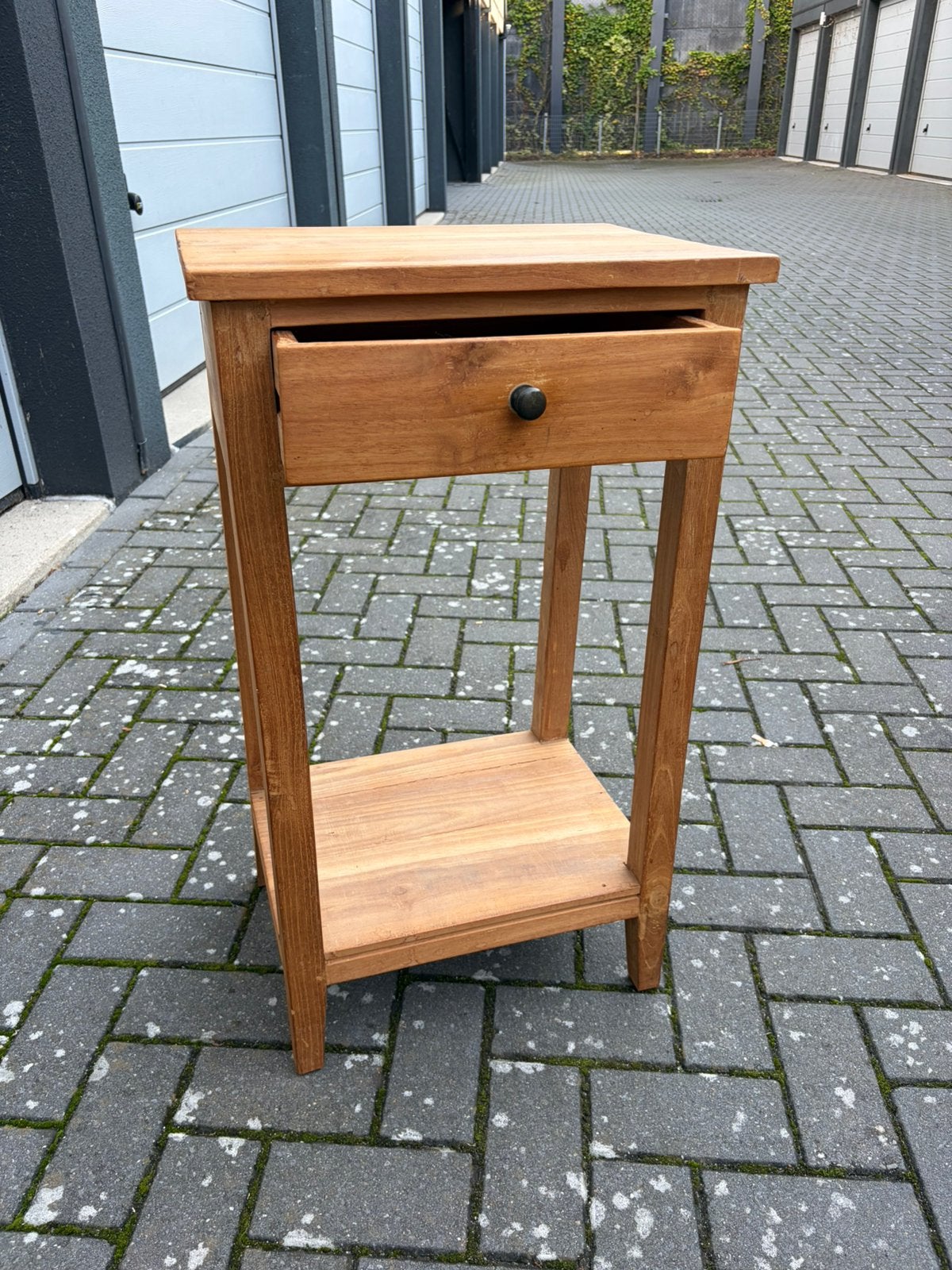 Houten nachtkastje met lade, Ophalen, Gebruikt, 45 tot 65 cm, 70 cm of meer