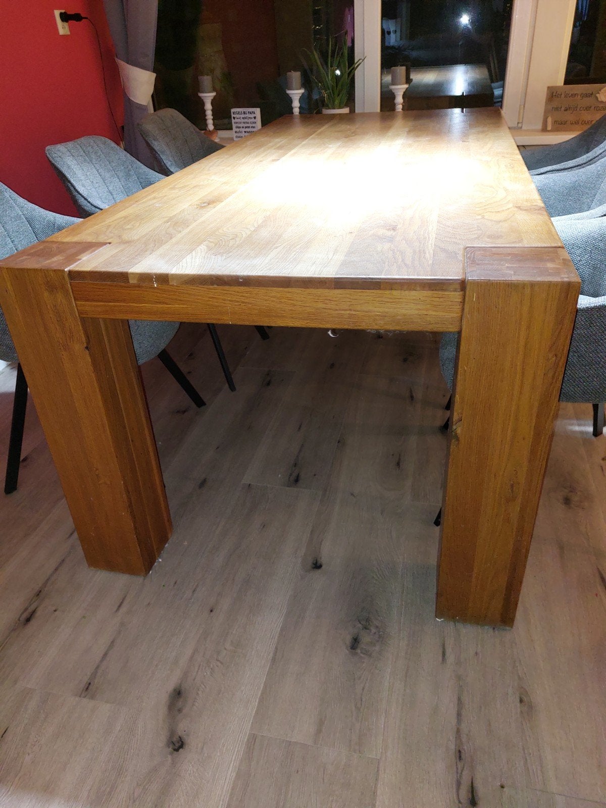 eetkamertafel 220 x 100, Huis en Inrichting, Tafels | Eettafels, Ophalen, Gebruikt, 100 tot 150 cm, 200 cm of meer