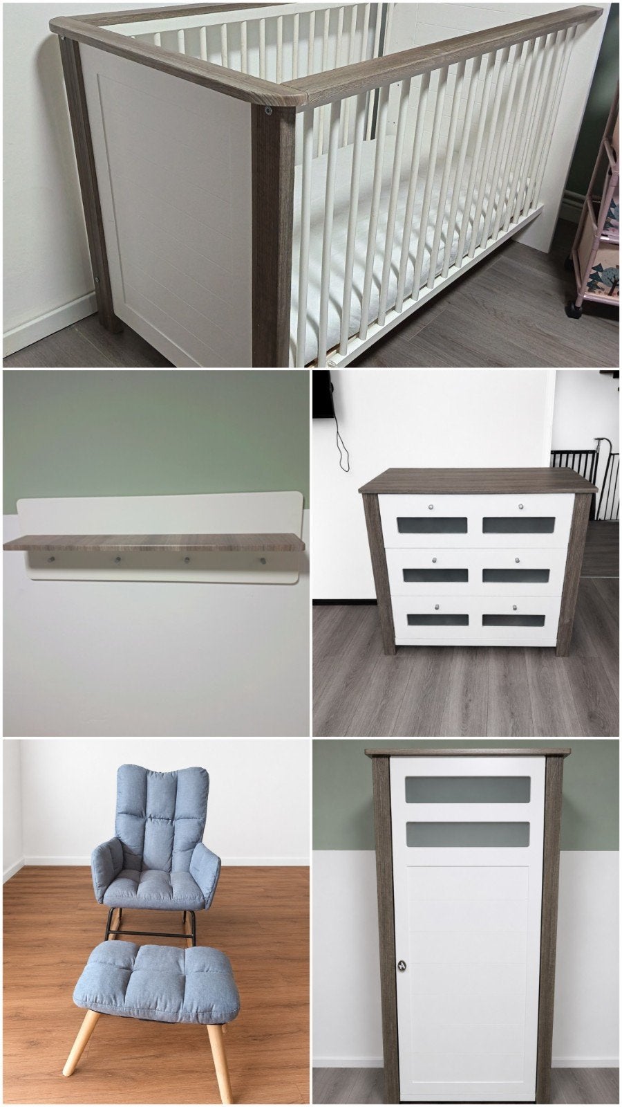 babykamer: Ledikant, Commode, Kledingkast, Schommelstoel, Ophalen of Verzenden, Gebruikt, Jongetje of Meisje