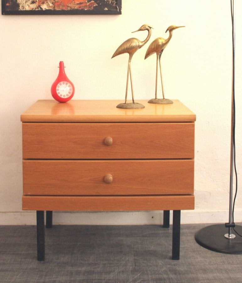 Vintage jaren 60 70 design ladekastje nachtkastje halkastje, Ophalen, Gebruikt, -, VINTAGE MID CENTURY DESIGN
