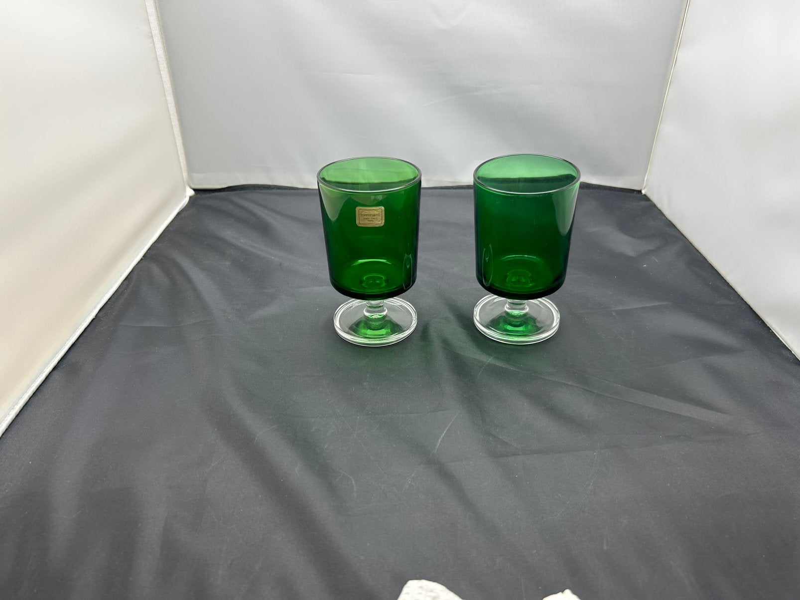 2x Vintage Luminarc Cavalier Emerald Groen 70s, Ophalen