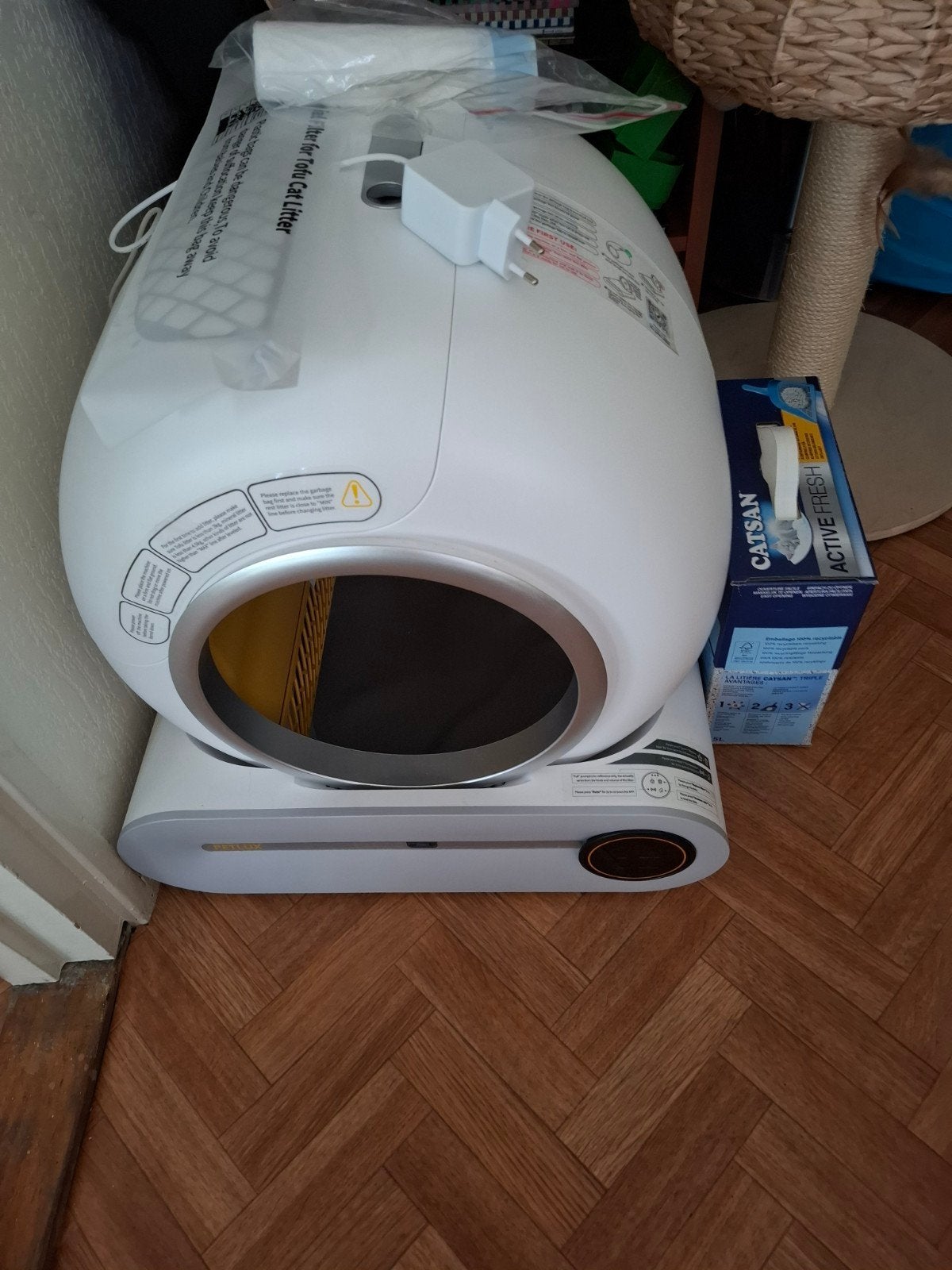 Automatische kattenbak Petlux wit, Dieren en Toebehoren, Ophalen, Zelfreinigend, Nieuw, Open