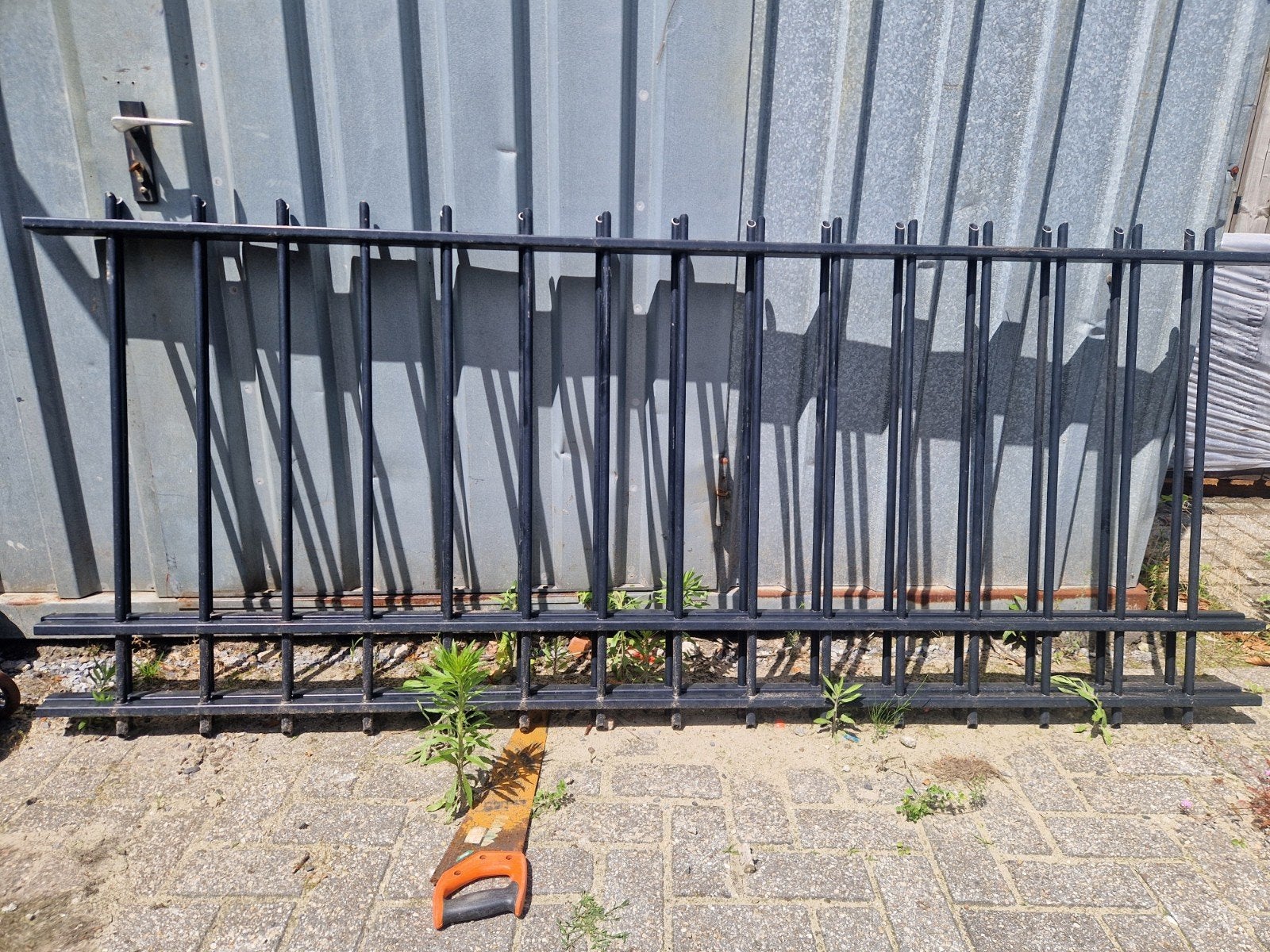 Zwart spijlenhekwerk - Gebruikt 18m, Ophalen of Verzenden, Gebruikt, IJzer, Spijlenhekwerk