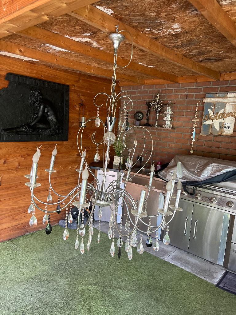 Grote kroonluchter bieden vanaf €100, Huis en Inrichting, Lampen | Kroonluchters, Ophalen, Gebruikt, Glas, Grote kroonluchter
